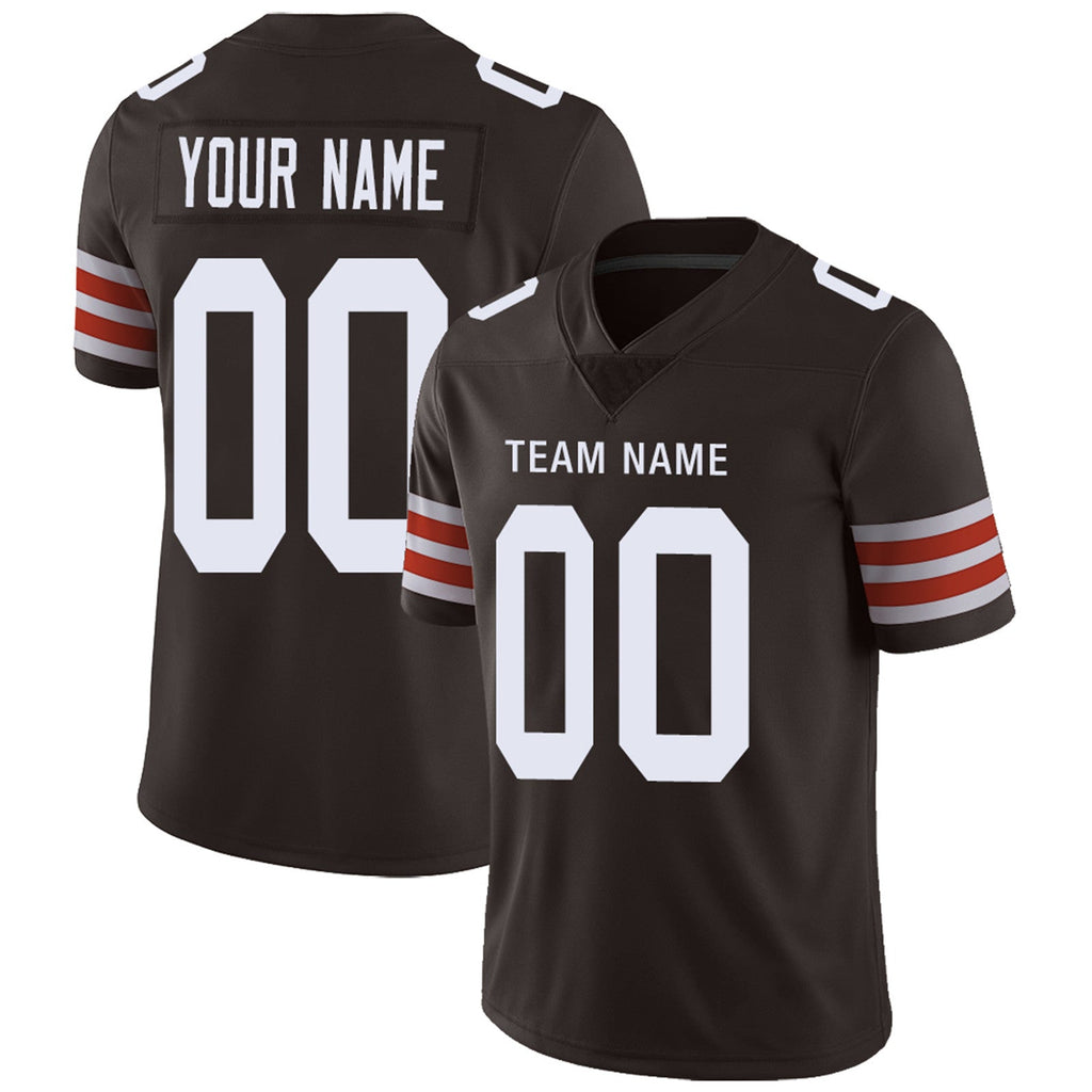 Custom Football Jersey Team Player or Personalized Design Your Own Name for Men's Women's Youth Jerseys Brown