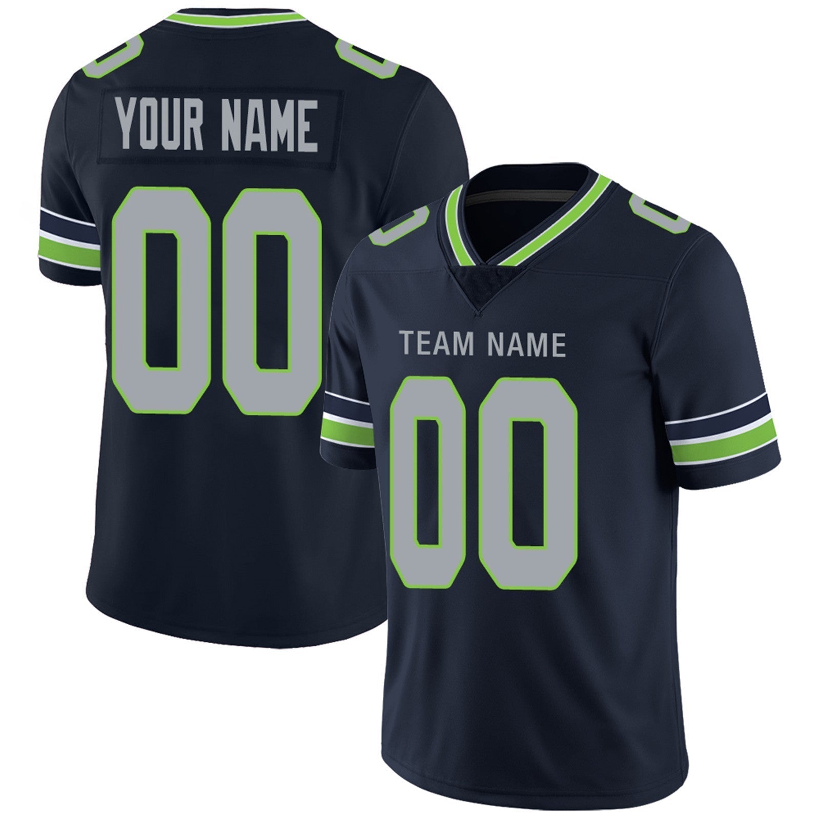 Custom Football Jerseys Team Player or Personalized Design Your Own Name for Men's Women's Youth Jerseys Navy