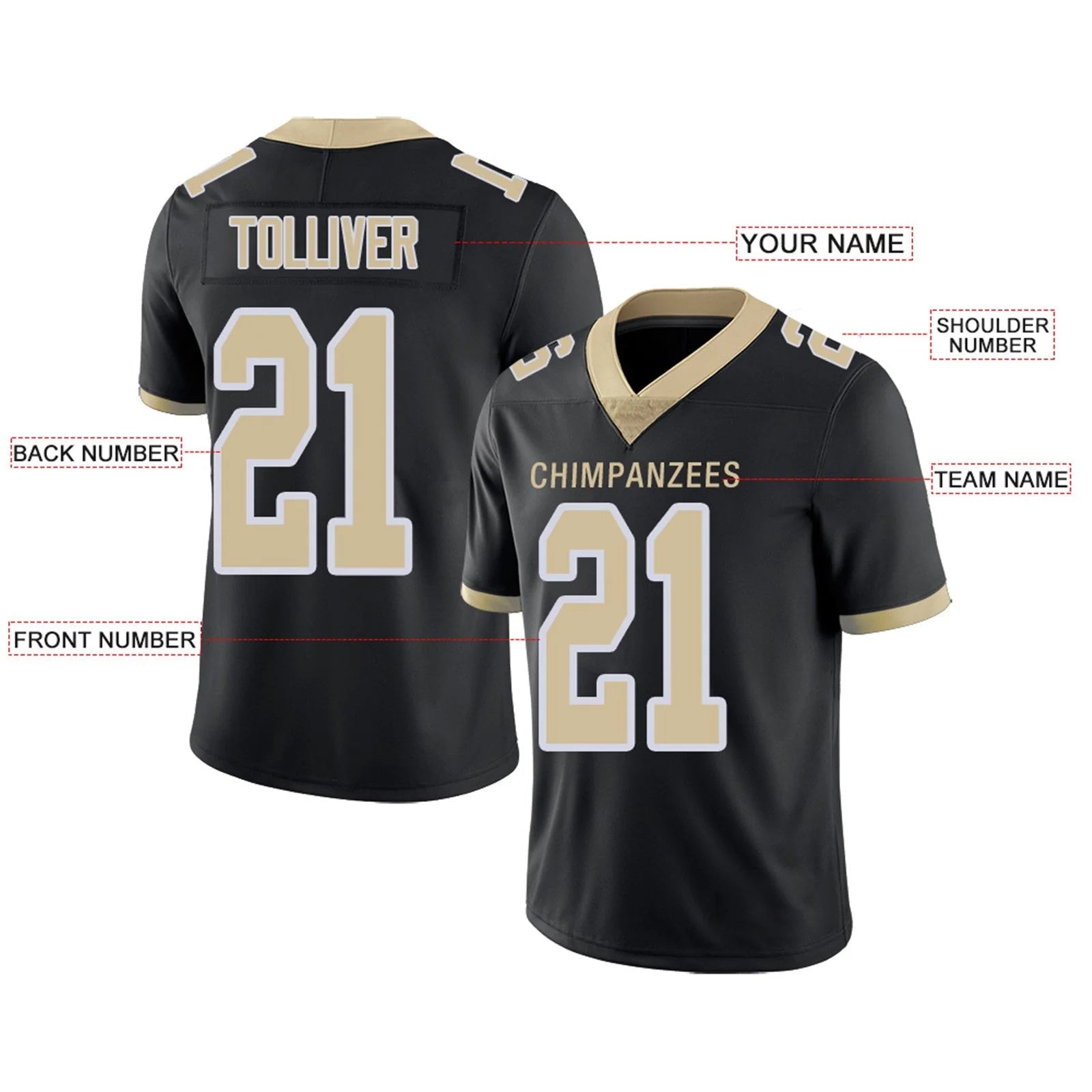 Custom Football Jerseys Team Player or Personalized Design Your Own Name for Men's Women's Youth Jerseys