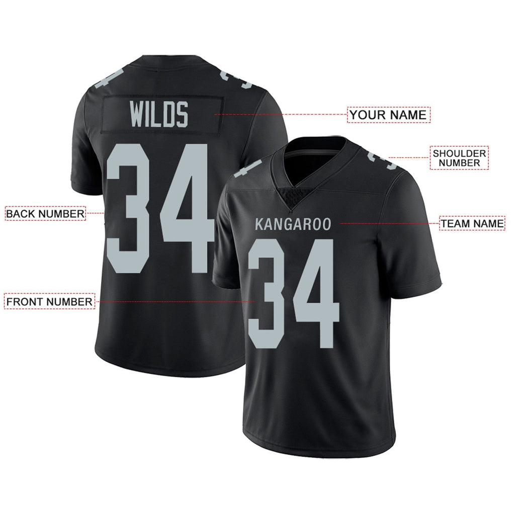 Custom Football Jerseys Team Player or Personalized Design Your Own Name for Men's Women's Youth Jerseys Black