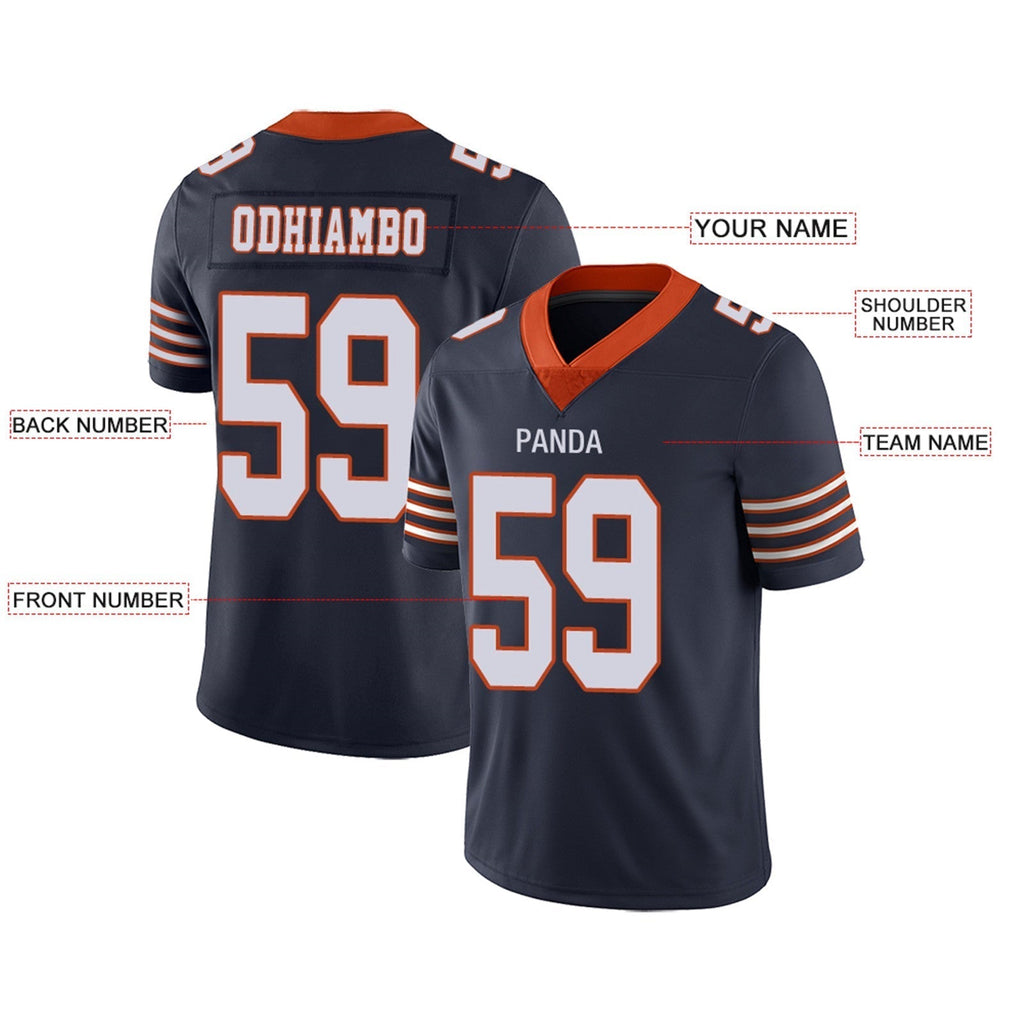 Custom Football Jerseys Team Player or Personalized Design Your Own Name for Men's Women's Youth Jerseys Navy