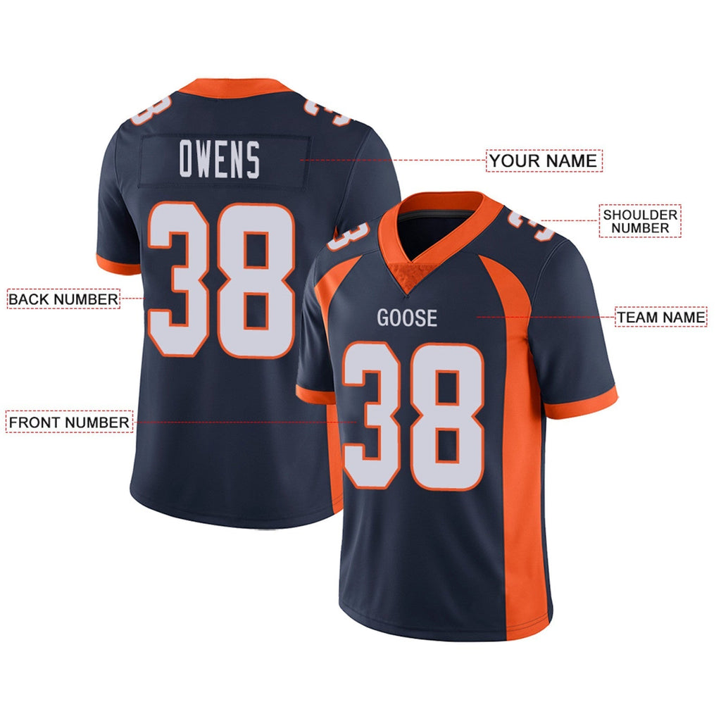 Custom Football Jerseys Team Player or Personalized Design Your Own Name for Men's Women's Youth Jerseys Orange