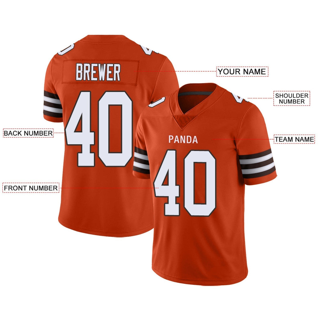 Custom Football Jersey Team Player or Personalized Design Your Own Name for Men's Women's Youth Jerseys Brown