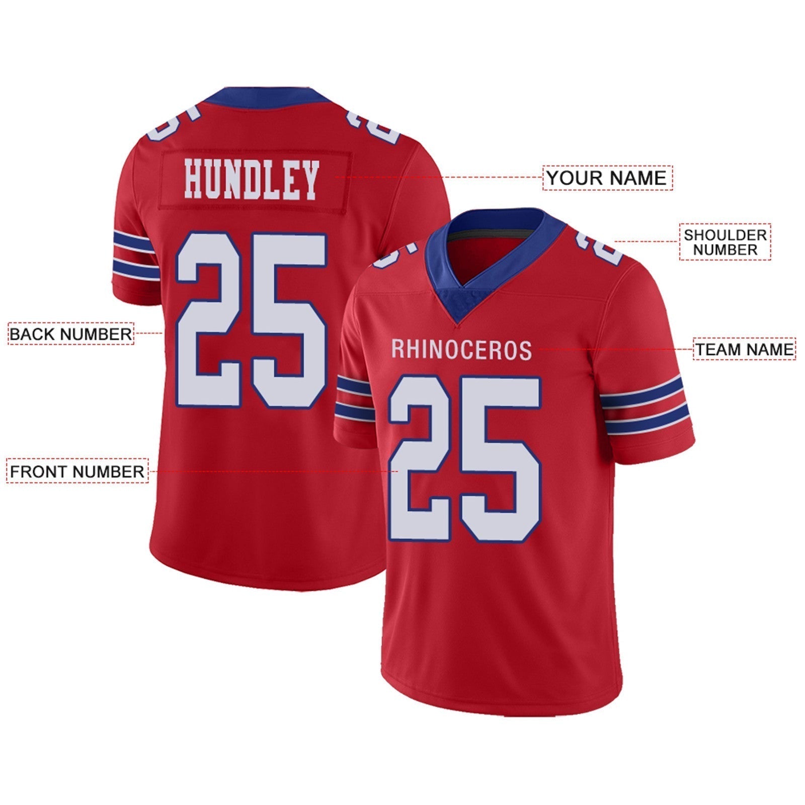 Custom Football Jerseys Team Player or Personalized Design Your Own Name for Men's Women's Youth Jerseys Royal