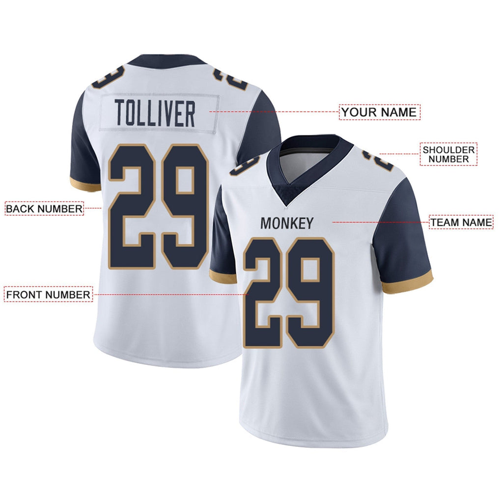 Custom Football Jerseys Team Player or Personalized Design Your Own Name for Men's Women's Youth Jerseys Navy