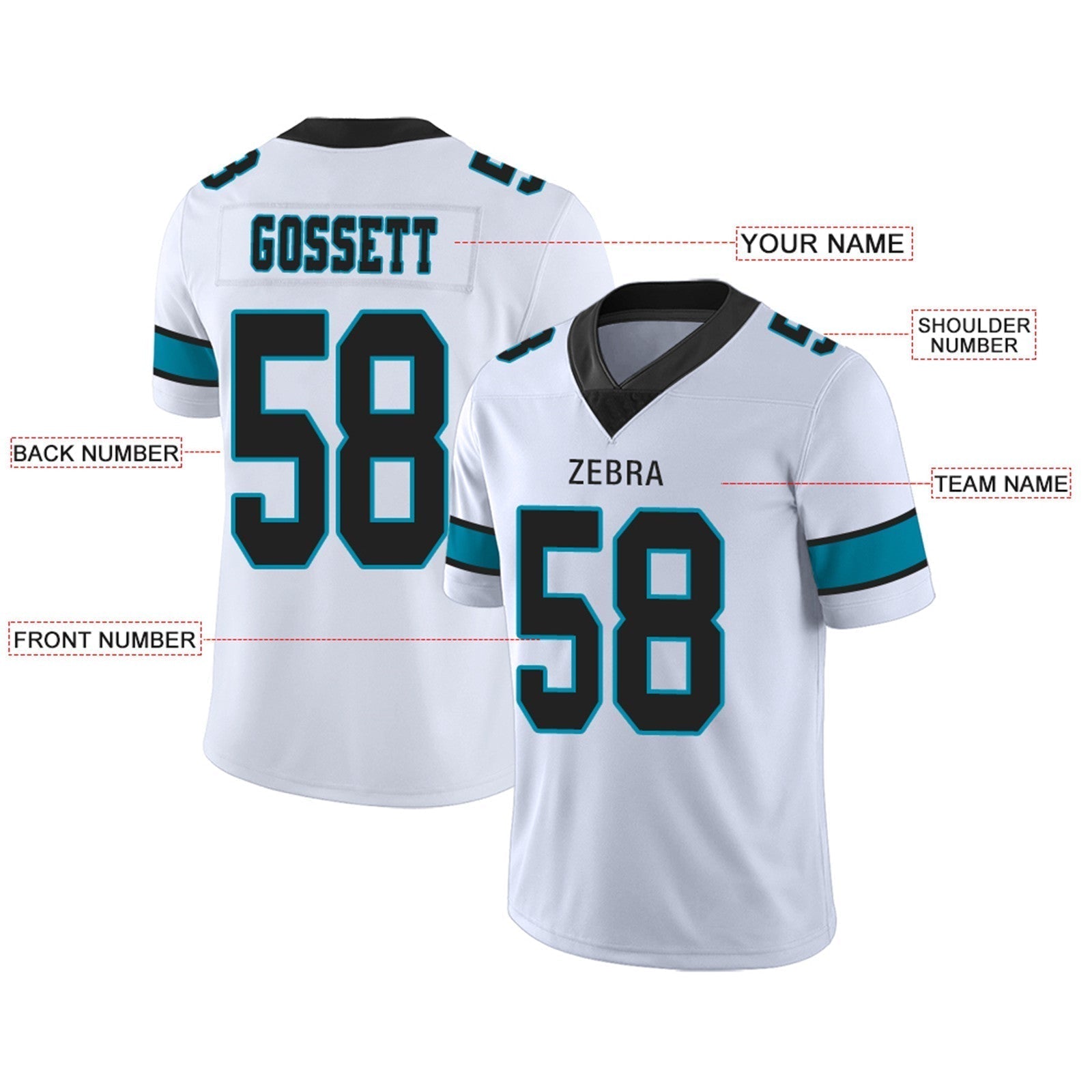 Custom Football Jerseys Team Player or Personalized Design Your Own Name for Men's Women's Youth Jerseys Blue