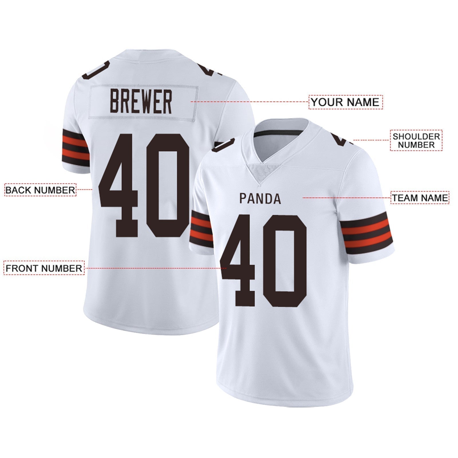 Custom Football Jersey Team Player or Personalized Design Your Own Name for Men's Women's Youth Jerseys Brown
