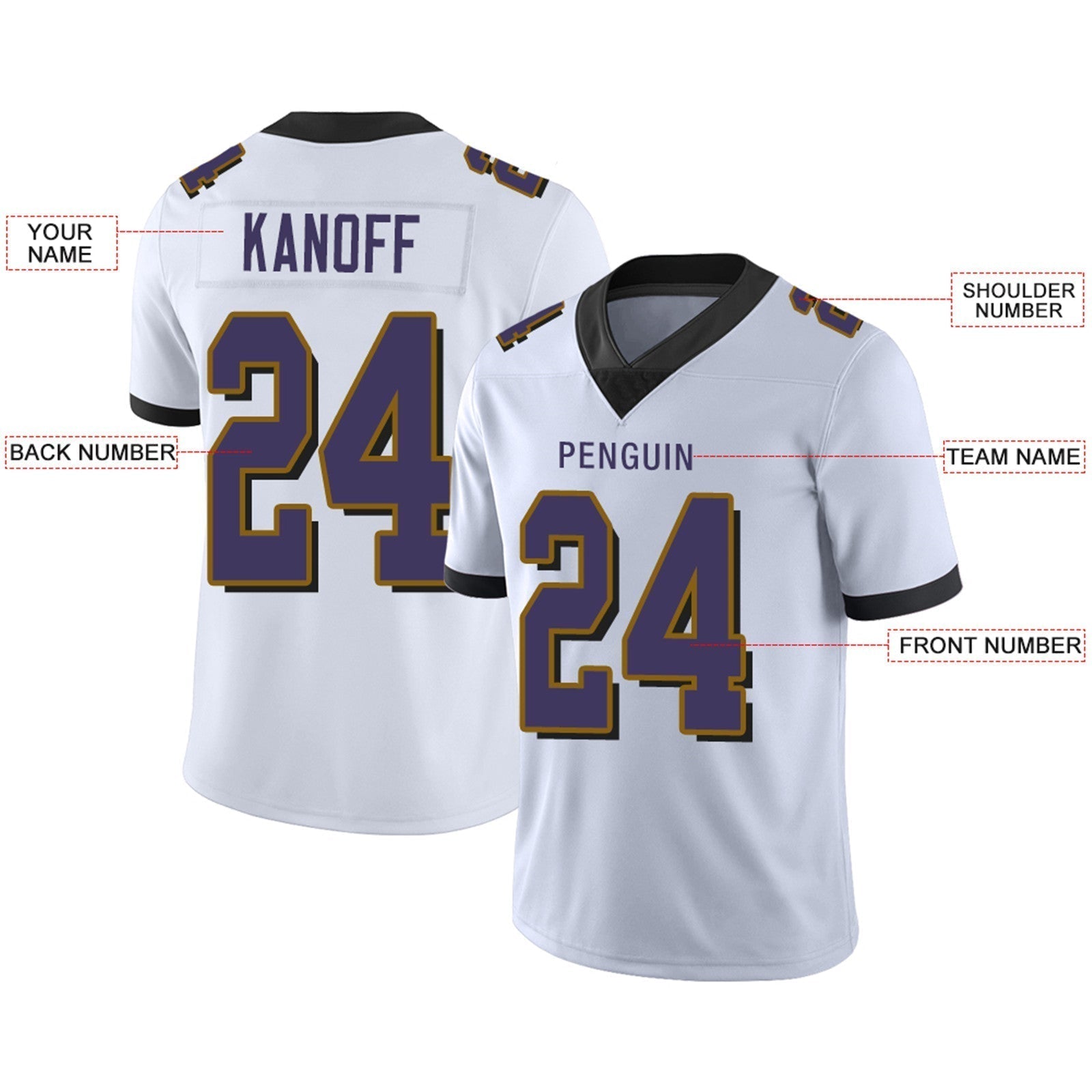 Custom Football JerseyS Team Player or Personalized Design Your Own Name for Men's Women's Youth Jerseys Purple