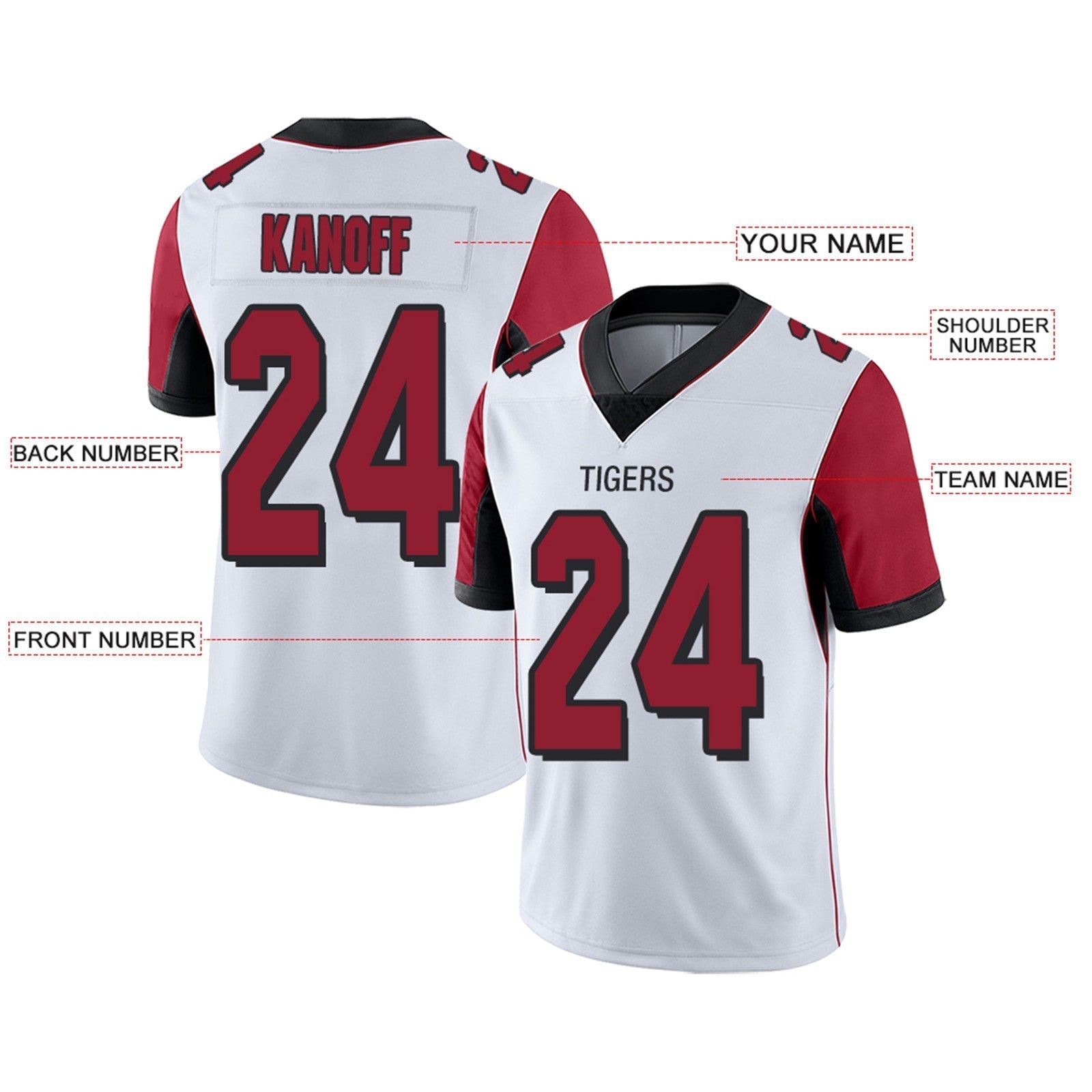 Custom Team Player or Personalized Design Your Own Name for Men's Women's Youth Jerseys Red Football Jerseys